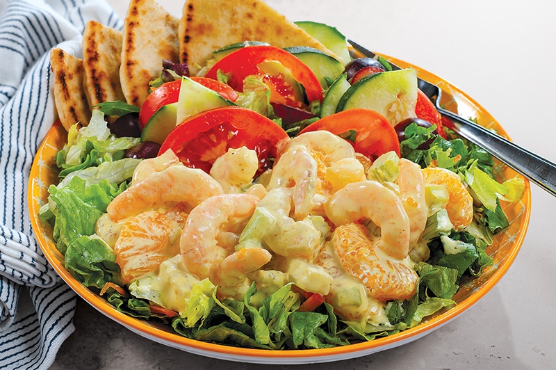 Bowl of Curried Pineapple Shrimp Salad 